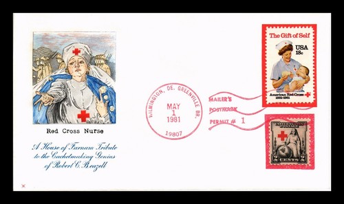 DR JIM STAMPS US COVER AMERICAN RED CROSS 100TH ANNIVERSARY FDC COMBO HF CACHET