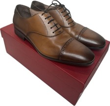Salvatore Ferragamo Men's Oxford Boston Shoes Ambre Calf Brown 8.5 E