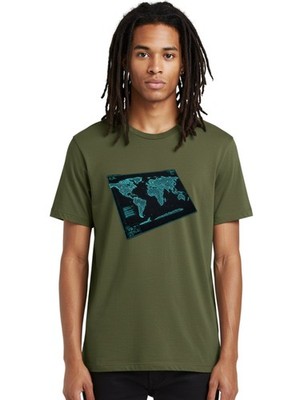 World-Map-1 Mens Graphic Tee, 100% Cotton, Casual Summer Wear