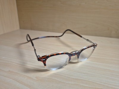 +2.00 CliC Reading Glasses, Front Magnetic Connectors, Tortoise Adjustable