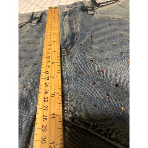 ASHLEY MASON PREMIUM DENIM HIGH RISE STRAIGHT WIDE LEG RHINESTONE WESTERN 7/28 - Picture 15 of 15
