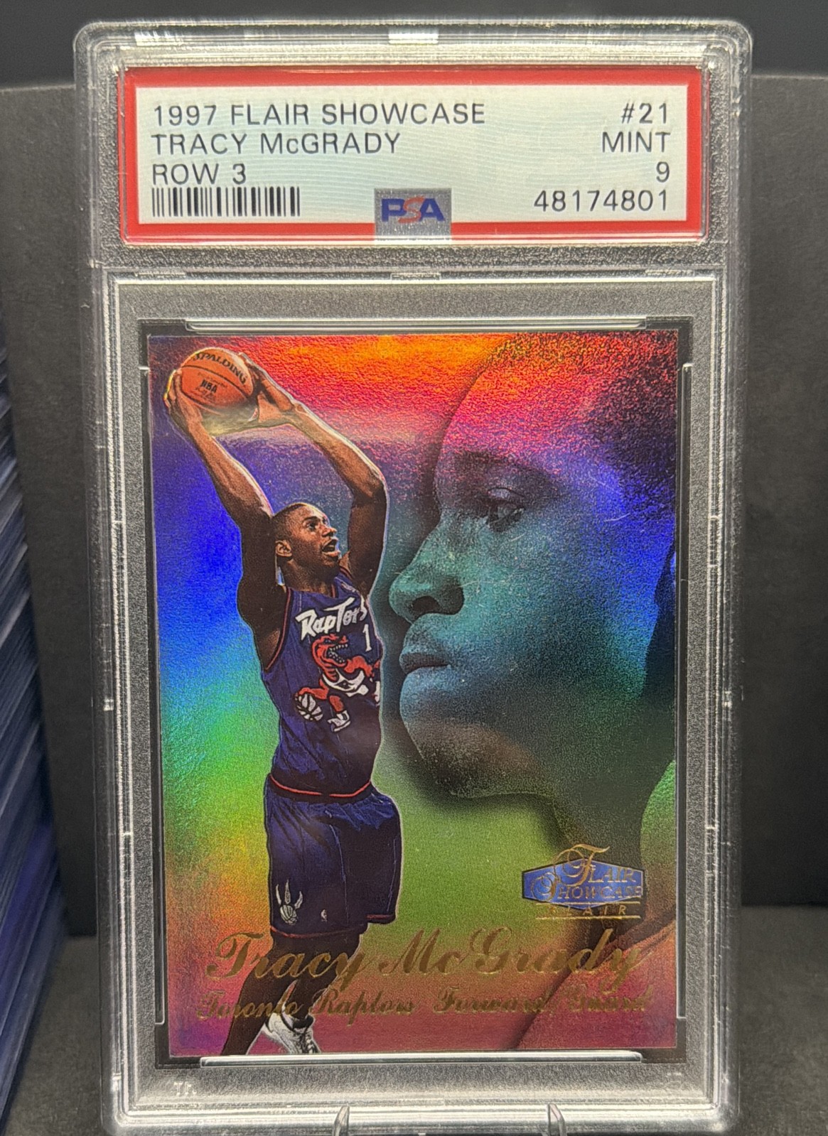 1997-98 Flair Showcase Tracy McGrady #21 Row 3 (RC) PSA 9 Tornado Raptors Rookie