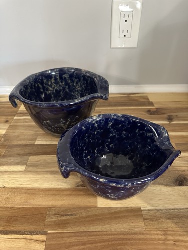 Bennington Pottery BLUE AGATE 8 Inch & 7 1/2 Inch Batter Bowls #1880 Set Of 2 - Picture 14 of 15