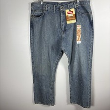 Wrangler Premium Men's 44x32 Blue Medium Wash Relaxed Straight Denim Jeans NWT