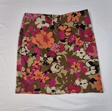 Talbots Straight Red Orange Floral Skirt Size 4