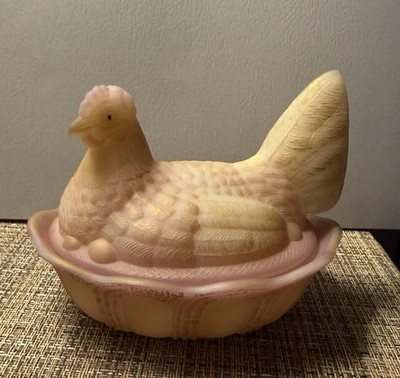 Fenton Pink And Gold Hen On Nest