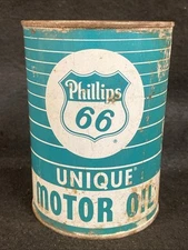 Phillips 66 Unique 1 At Empty Metal Motor Oil Can Teal Color Bartlesville, Oklah