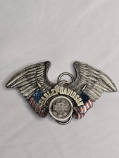Harley Davidson Eagle Flags Belt Buckle Motorcycles Biker Vtg 90s USA