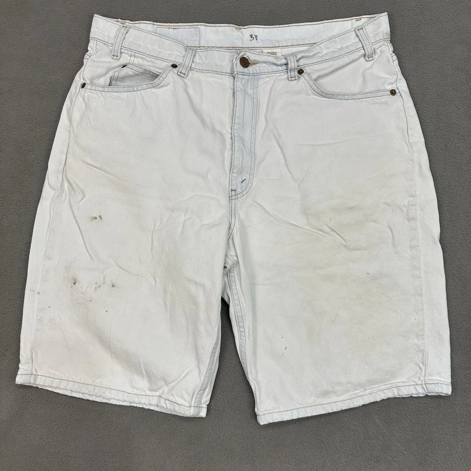 Pantalones Cortos Levis 550 De Colección Años 90 Para Hombre 38 (37”) Blanco Naranja Pestaña Aplastados Sueltos Hip Hop Foto 3 de 4