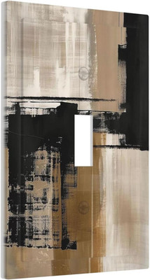 Abstract Minimalist Modern Black Tan Neutral Art Single Toggle Light Switch Cove