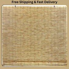 72 x 72  Natural Cordless Light Filtering Bamboo Reed Blind Manual Roll Up Shade
