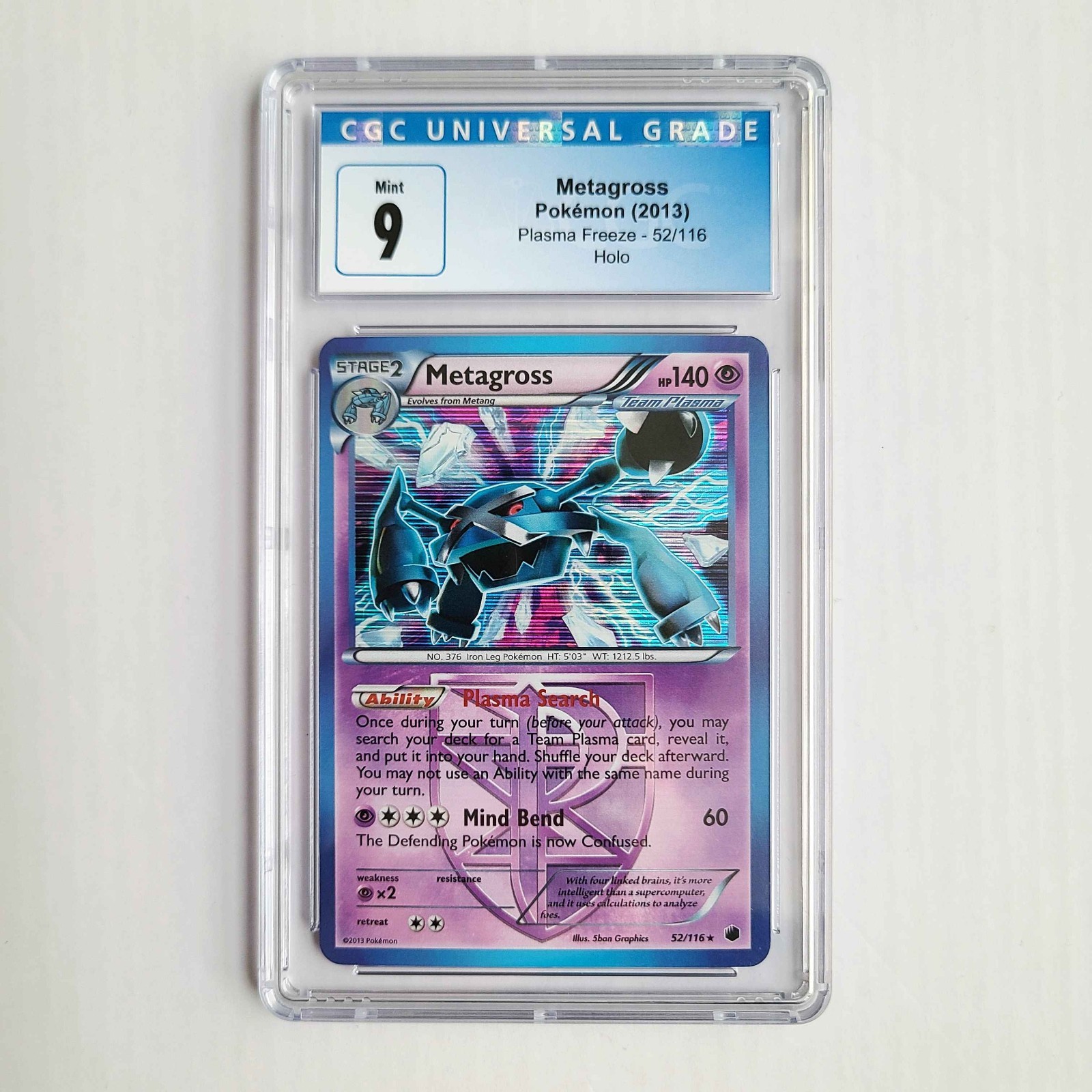 2013 Pokemon Black & White Plasma Freeze Metagross Holo #52/116 CGC 9