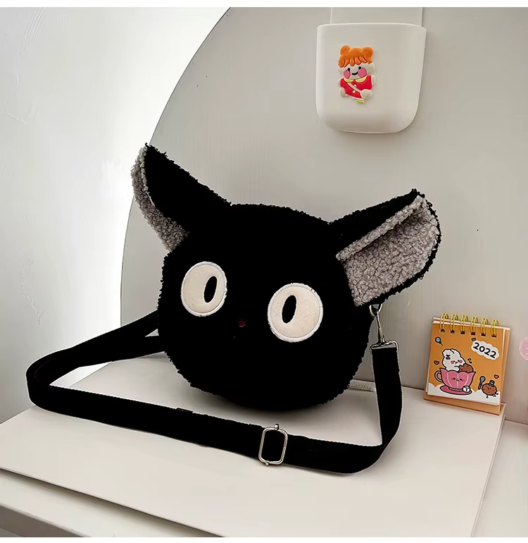 Jiji Cat Bag Kiki Delivery Service Plush Shoulder Bag Black Studio Ghibli  17cm