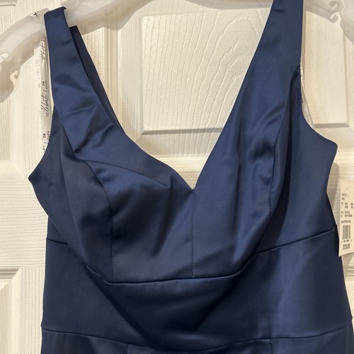 David’s Bridal Navy Blue Sequin V-neck Long Bridesmaid/Formal Dress Size 0 NWT - Picture 4 of 12