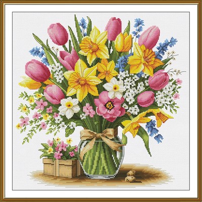 DIY Cross stitch kit ''Perfume of flowers'' Bouquet Craft Art Unique Gift