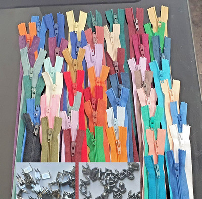 Restposten 50 geschlossene Reißverschlüsse Nr. 3 - alle YKK - gemischte Farben - 4'' bis 22''