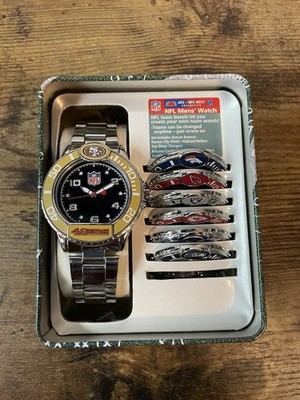 NFL Men s Watch Set | Interchangeable Team Bezels - Silver Toned