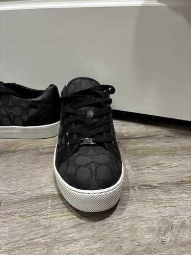 COACH Paddy Signature Canvas Lace-Up Sneakers Black/Gray/White Men's EU 40