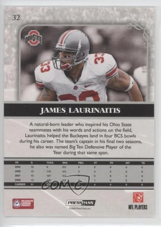 2009 Press Pass Legends Bronze /899 James Laurinaitis #32 Rookie RC - Image 2 of 2