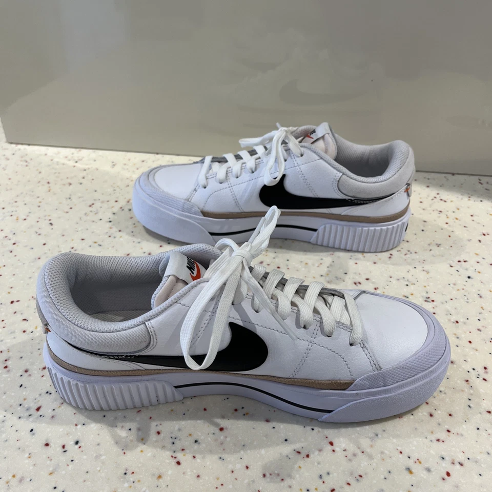 Nike Court Legacy Lift White BlackHemp Shoes DM7590-100 A+condition size 6 women - Image 2 of 4