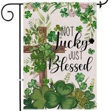 St Patricks Day Garden Flag 12x18 Inch Double Sided Outside, Not Lucky Just B...