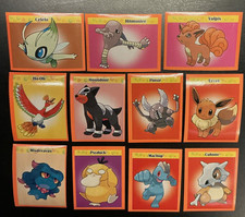 Vintage pokemon 1995 Pok dex stickers Merlin celebi vulpine houndoom eevee