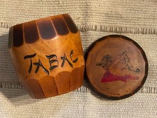 Ancien pot à tabac en bois, Tabac à pipe, Tabatière, décoré, sculpté, Vintage