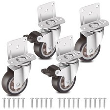 Side Mount Casters 2 Inch L-Shaped Small Rubber Caster Set of 4, Ball Bearing 36