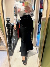 BNWT RP £595 Christopher Kane Black midi skirt belted. Size it 40/UK 8