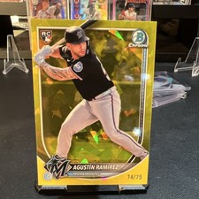 Topps 2025 Bowman Chrome Sapphire Agustin Ramirez Marlins #91 Yellow /75 Rookie