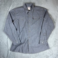 Wrangler Authentics Shirt Mens XL Indigo Blue Denim Pearl Snap Long Sleeve