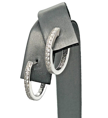 18k White Gold Diamond Hoop Earrings