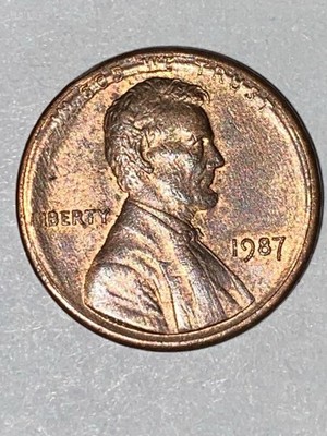 1987 Penny Error. IGWT On Raised Rail And Grease Error On Reverse