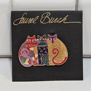 Authentic Laurel Burch Mysticats Enamel Pin Brooch Gold Plated