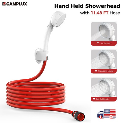 #ad Camplux 11.48FT Hand Held Showerhead High Pressure ON Off Switch Quick Connecter $39.99