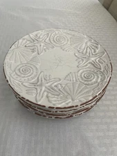 4 Mudpie Sanibel Starfish Shell Beach Ocean Nautical Textured Salad/Desert