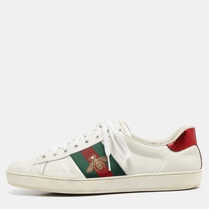 Baskets à lacets Gucci cuir blanc Ace Web taille 44