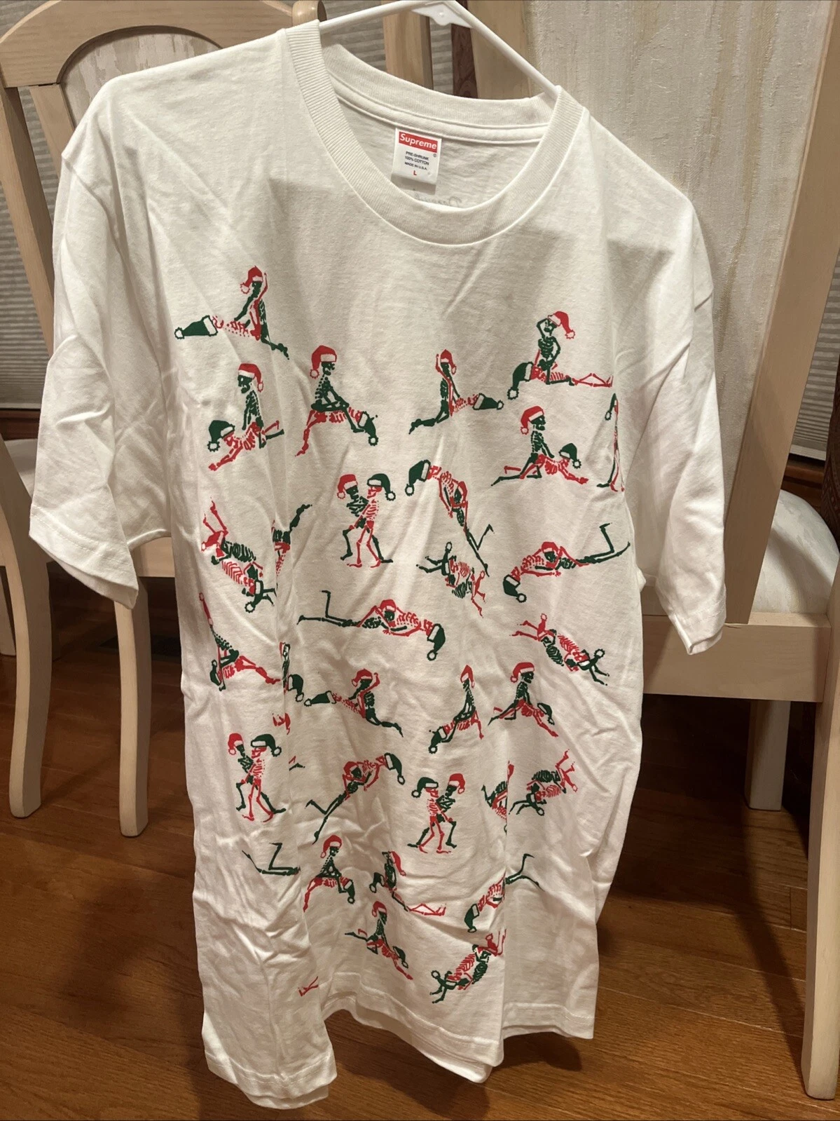 Tee shirt de Noël Supreme FW17 Large   Blanc   Porté   100% Authentique