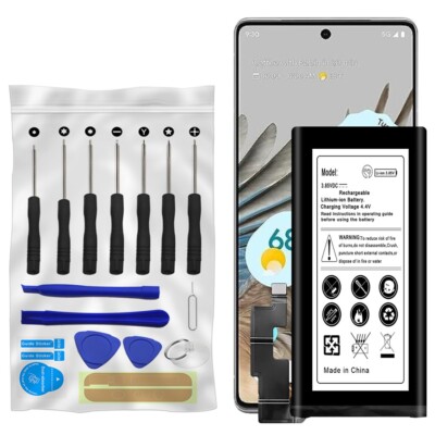 High Capacity 5100mAh attery + Tools for Xfinity Mobile Google Pixel 7 Pro Phone