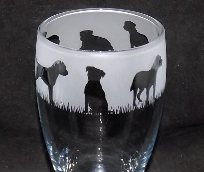 Handgeätztes ''BORDER TERRIER'' tulpenförmiges Pintglas & Geschenkbox - Bordüre Geschenk!