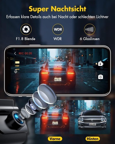 Wifi Dash Cam Car Front Rear 4K WiFi Video Dash Cam Parking Monitoring Night Vision - Picture 7 of 8