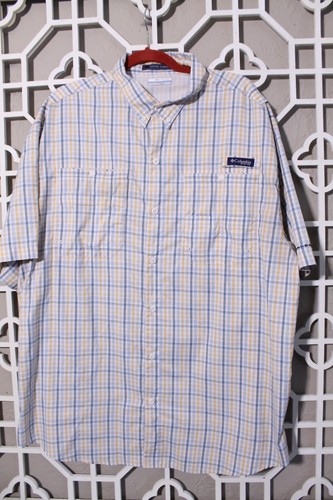 Columbia PFG Button Up Shirt Mens XL White Yellow Outdoors Fishing Super Tamiami - Picture 3 of 18