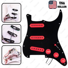 Prewired-Loaded SSS Pickguard Alnico V Pickups For Strat Glossy Black Red