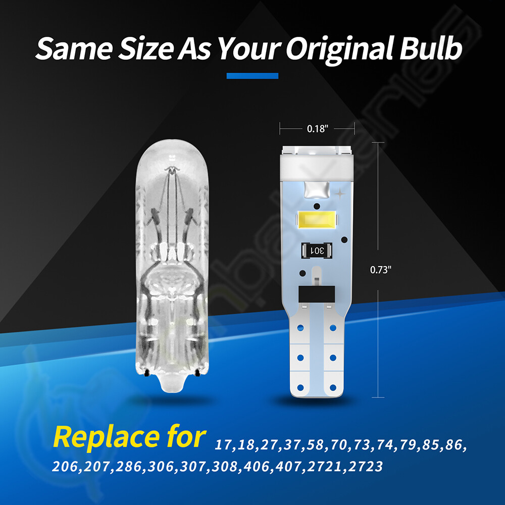 T4 Led Bulb 20-Pack White T5 LED Bulbs - Wedge Base 70/73/74 For Dashboard, Instrument Panel Lights T5 Led Bulb 4 Ft - Foto 12