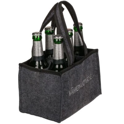 Filztasche Männerhandtasche Biertasche 6 Flaschen anthrazit Flaschenträger Bier - Bild 1 von 4