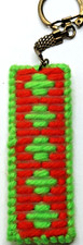 Vintage Keychain Handmade Plastic Canvas Sheet Needlepoint Abstract Yarn K290