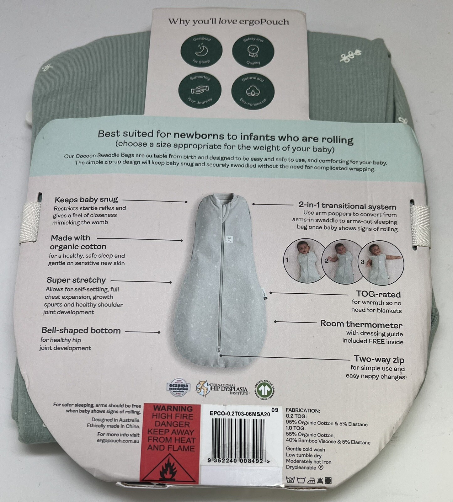 ergoPouch 0.2 tog Baby Sleep Sack 012 Months Sleeping Sack for Warm