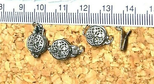 Lot of 1 Fancy 9mm 14KGP Filigree Necklace Bracelet Clasp Hook & Eye White Gold - Picture 4 of 4