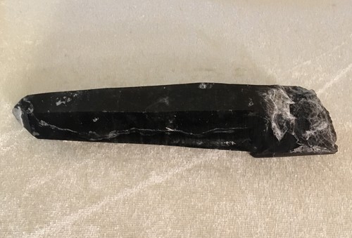 Dark Smoky Quartz With Calcite Natural Point Raw 155g 5.5”x1.2” - Picture 8 of 12