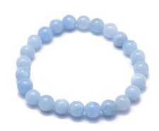 Natural 6mm Blue Aquamarine Gemstone round Beads stretch Bracelet